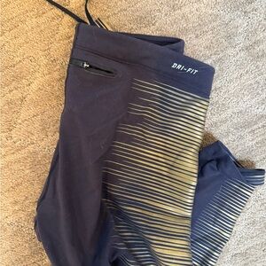 Nike Navy and Gold Dri-FIT Leggings